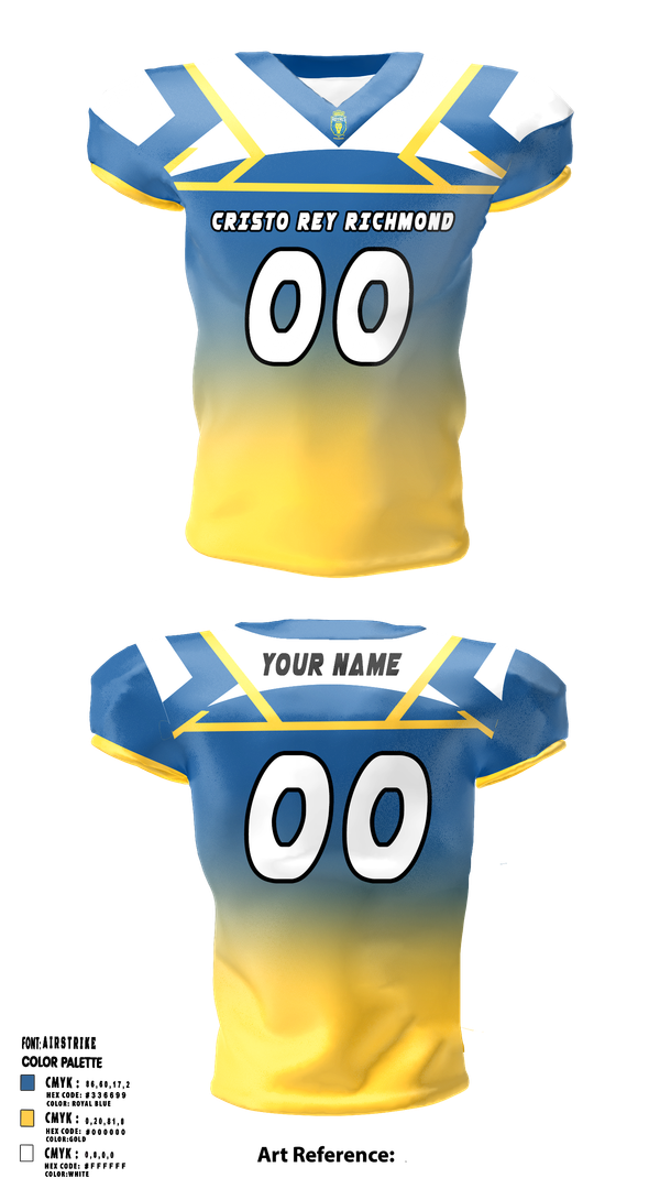 Football Jersey, Cristo Rey Richmond High School Cheer, Cheer, Teamtime, Team time, sublimation, custom sports apparel, team uniforms, spirit wear, spiritwear, sports uniforms, custom shirts, team store, custom team store, fundraiser sports, apparel fundraiser
