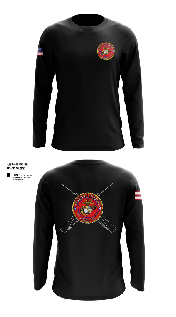 Long Sleeve Performance Shirt, Ruskin Highschool MCJROTC drill team, Marines, Teamtime, Team time, sublimation, custom sports apparel, team uniforms, spirit wear, spiritwear, sports uniforms, custom shirts, team store, custom team store, fundraiser sports, apparel fundraiser
