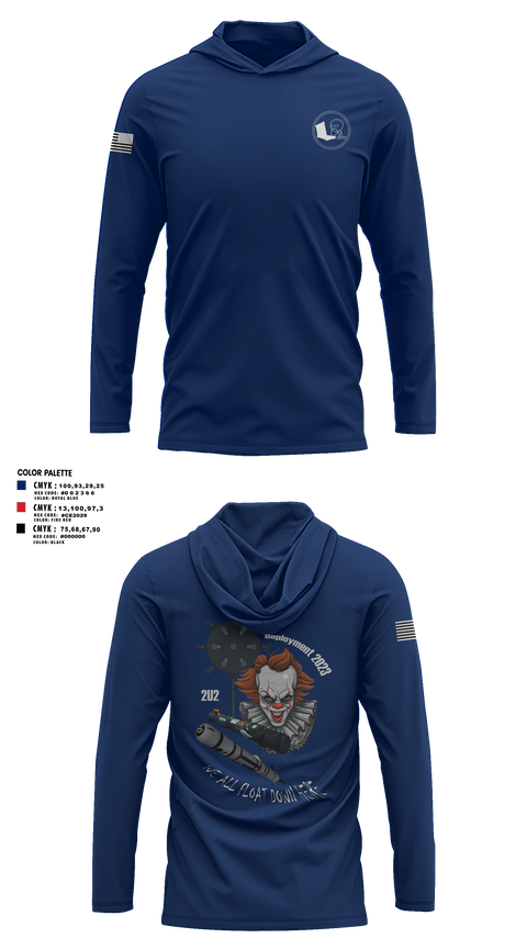 Long Sleeve Performance Shirt with hood, 2U2, Navy, Teamtime, Team time, sublimation, custom sports apparel, team uniforms, spirit wear, spiritwear, sports uniforms, custom shirts, team store, custom team store, fundraiser sports, apparel fundraiser