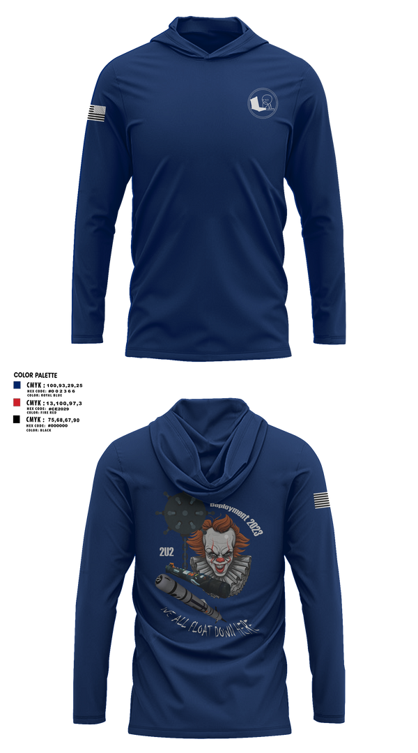 Long Sleeve Performance Shirt with hood, 2U2, Navy, Teamtime, Team time, sublimation, custom sports apparel, team uniforms, spirit wear, spiritwear, sports uniforms, custom shirts, team store, custom team store, fundraiser sports, apparel fundraiser