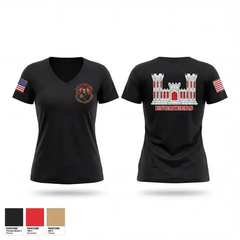 Womens Short Sleeve Vneck Shirt, 333rd Engineer Detachment, Army, Teamtime, Team time, sublimation, custom sports apparel, team uniforms, spirit wear, spiritwear, sports uniforms, custom shirts, team store, custom team store, fundraiser sports, apparel fundraiser