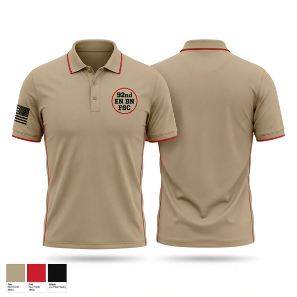 Short Sleeve Performance Polo, 92nd EN BN, FSC, Army, Teamtime, Team time, sublimation, custom sports apparel, team uniforms, spirit wear, spiritwear, sports uniforms, custom shirts, team store, custom team store, fundraiser sports, apparel fundraiser