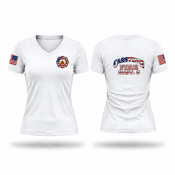 Womens Short Sleeve Vneck Shirt, Cassville Volunteer Fire Department, Fire Department, Teamtime, Team time, sublimation, custom sports apparel, team uniforms, spirit wear, spiritwear, sports uniforms, custom shirts, team store, custom team store, fundraiser sports, apparel fundraiser