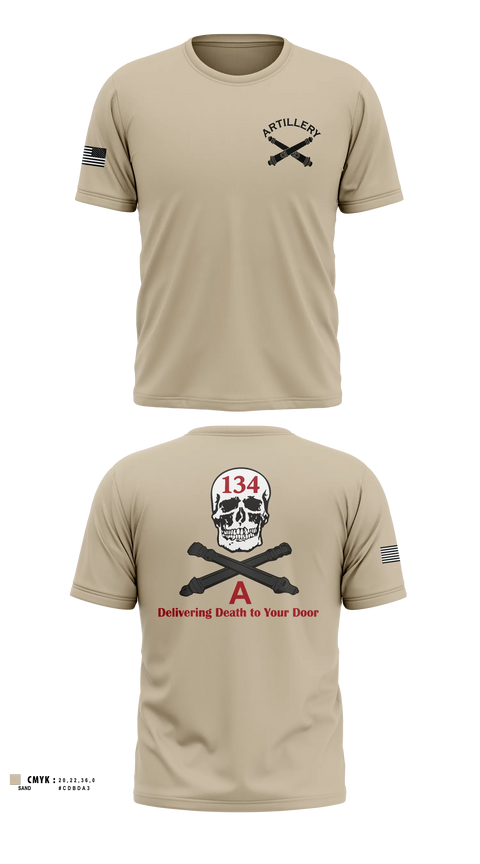 Old School Cotton Shirt, A Battery 1-134th Field Artillery, Army, Teamtime, Team time, sublimation, custom sports apparel, team uniforms, spirit wear, spiritwear, sports uniforms, custom shirts, team store, custom team store, fundraiser sports, apparel fundraiser