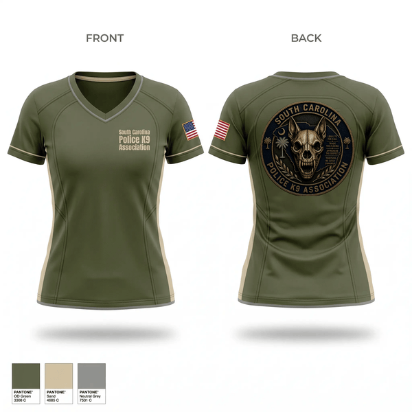 Womens Short Sleeve Vneck Shirt, South Carolina Police K9 Association, Police, Teamtime, Team time, sublimation, custom sports apparel, team uniforms, spirit wear, spiritwear, sports uniforms, custom shirts, team store, custom team store, fundraiser sports, apparel fundraiser