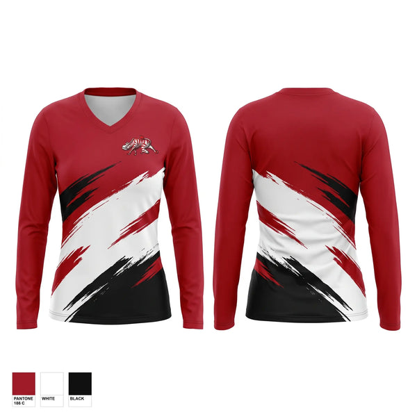 Womens Long Sleeve Vneck Shirt, Zebras, , Teamtime, Team time, sublimation, custom sports apparel, team uniforms, spirit wear, spiritwear, sports uniforms, custom shirts, team store, custom team store, fundraiser sports, apparel fundraiser