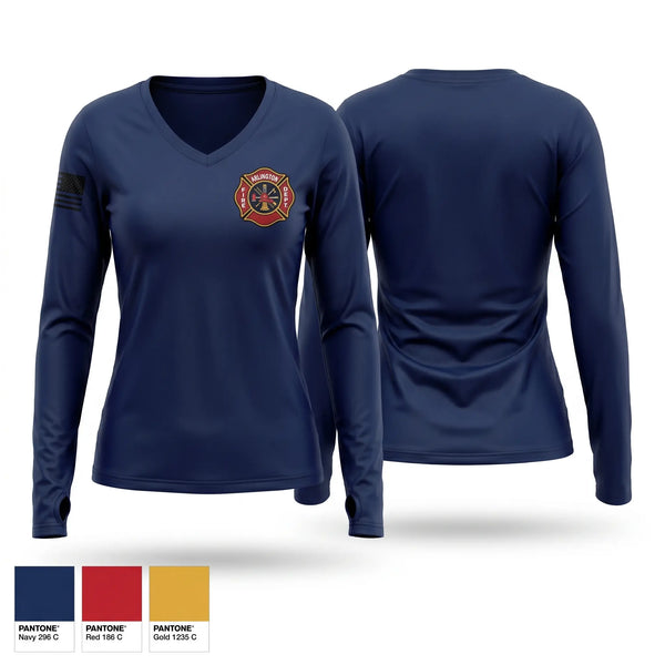 Womens Long Sleeve Vneck Shirt, Jake, Fire Department, Teamtime, Team time, sublimation, custom sports apparel, team uniforms, spirit wear, spiritwear, sports uniforms, custom shirts, team store, custom team store, fundraiser sports, apparel fundraiser