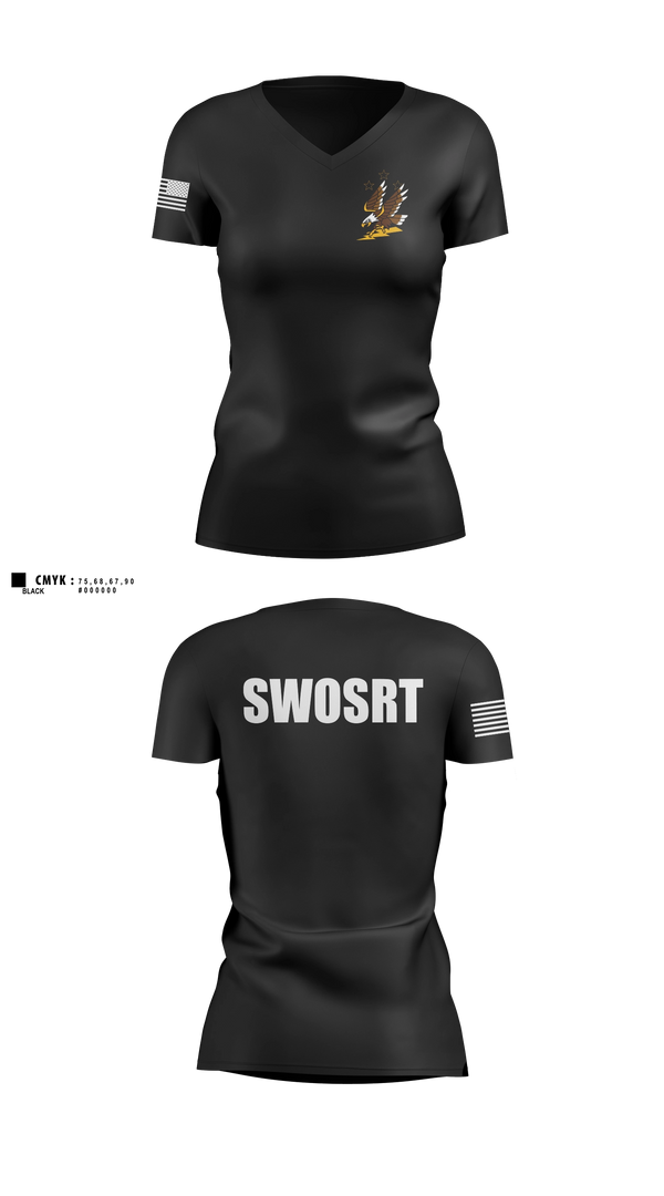 Womens Short Sleeve Vneck Shirt, Southwest Oakland Special Response Team, Police, Teamtime, Team time, sublimation, custom sports apparel, team uniforms, spirit wear, spiritwear, sports uniforms, custom shirts, team store, custom team store, fundraiser sports, apparel fundraiser