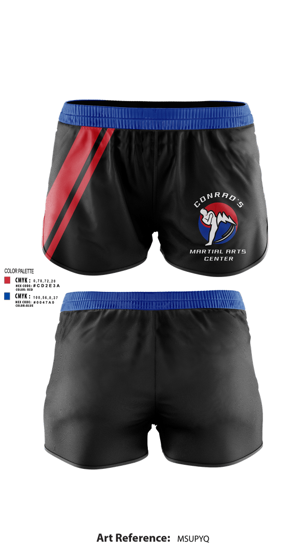 Womens Shorts, Conrad’s Martial Arts Center, , Teamtime, Team time, sublimation, custom sports apparel, team uniforms, spirit wear, spiritwear, sports uniforms, custom shirts, team store, custom team store, fundraiser sports, apparel fundraiser