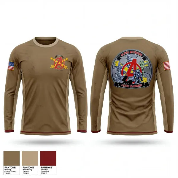 Long Sleeve Performance Shirt, Alpha Avengers 1-121st FAR HIMARS, Army, Teamtime, Team time, sublimation, custom sports apparel, team uniforms, spirit wear, spiritwear, sports uniforms, custom shirts, team store, custom team store, fundraiser sports, apparel fundraiser
