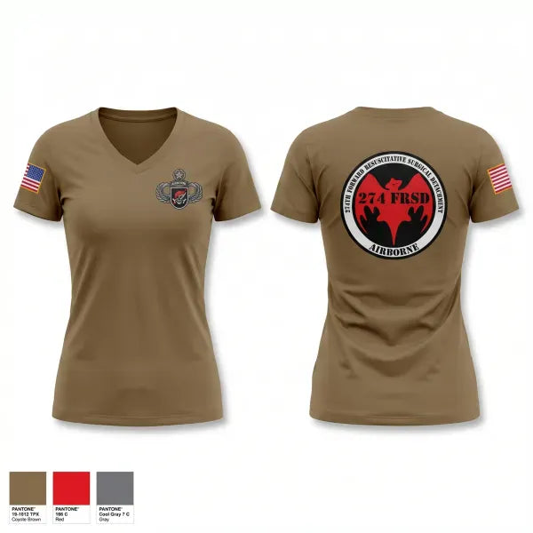 Womens Short Sleeve Vneck Shirt, 274th FRSD (Airborne), Army, Teamtime, Team time, sublimation, custom sports apparel, team uniforms, spirit wear, spiritwear, sports uniforms, custom shirts, team store, custom team store, fundraiser sports, apparel fundraiser