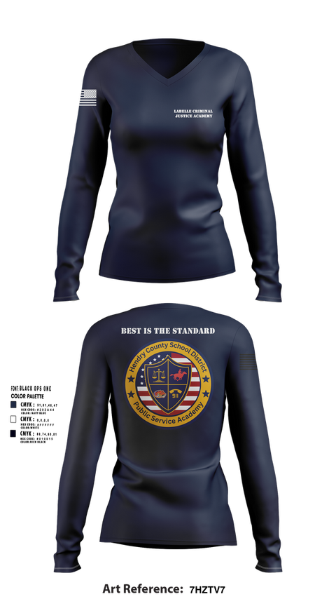 Womens Long Sleeve Vneck Shirt, LaBelle Criminal Justice Academy, Police, Teamtime, Team time, sublimation, custom sports apparel, team uniforms, spirit wear, spiritwear, sports uniforms, custom shirts, team store, custom team store, fundraiser sports, apparel fundraiser