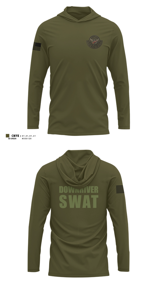 Long Sleeve hooded sunshirt, DOWNRIVER SWAT, Police, Teamtime, Team time, sublimation, custom sports apparel, team uniforms, spirit wear, spiritwear, sports uniforms, custom shirts, team store, custom team store, fundraiser sports, apparel fundraiser