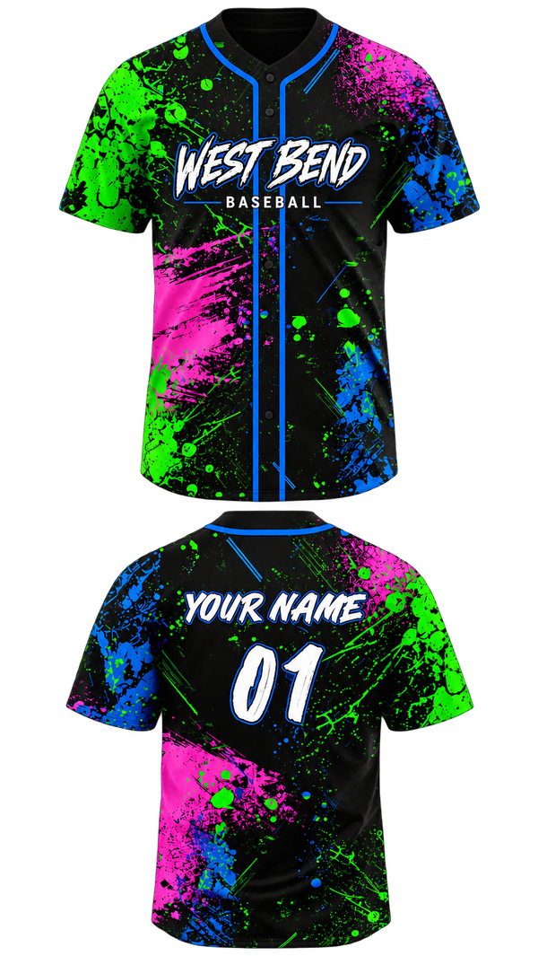 Full Button Baseball Jersey, West bend bulldogs, Baseball, Teamtime, Team time, sublimation, custom sports apparel, team uniforms, spirit wear, spiritwear, sports uniforms, custom shirts, team store, custom team store, fundraiser sports, apparel fundraiser