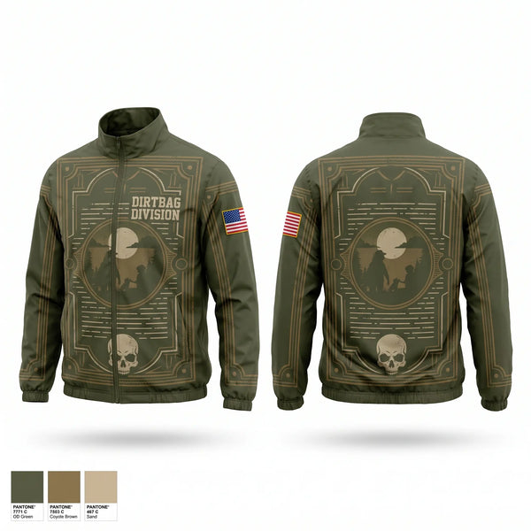 Windbreaker, Dirtbag Division, Army, Teamtime, Team time, sublimation, custom sports apparel, team uniforms, spirit wear, spiritwear, sports uniforms, custom shirts, team store, custom team store, fundraiser sports, apparel fundraiser