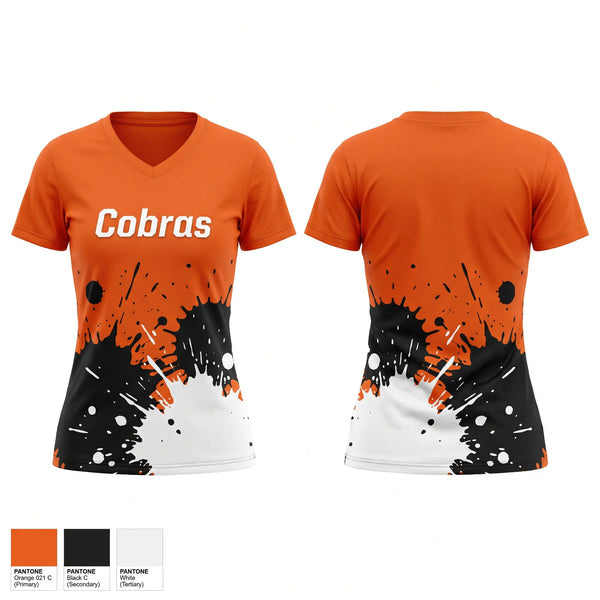 Womens Short Sleeve Vneck Shirt, Cobras, Baseball, Teamtime, Team time, sublimation, custom sports apparel, team uniforms, spirit wear, spiritwear, sports uniforms, custom shirts, team store, custom team store, fundraiser sports, apparel fundraiser