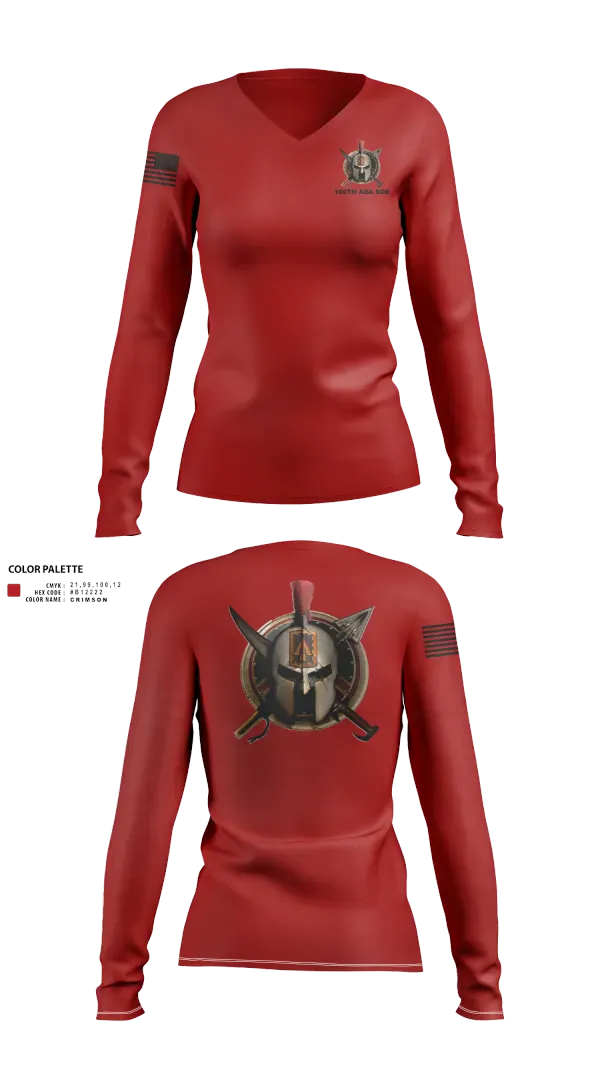 Womens Long Sleeve Vneck Shirt, 108th Air Defense Artillery Brigade, Army, Teamtime, Team time, sublimation, custom sports apparel, team uniforms, spirit wear, spiritwear, sports uniforms, custom shirts, team store, custom team store, fundraiser sports, apparel fundraiser