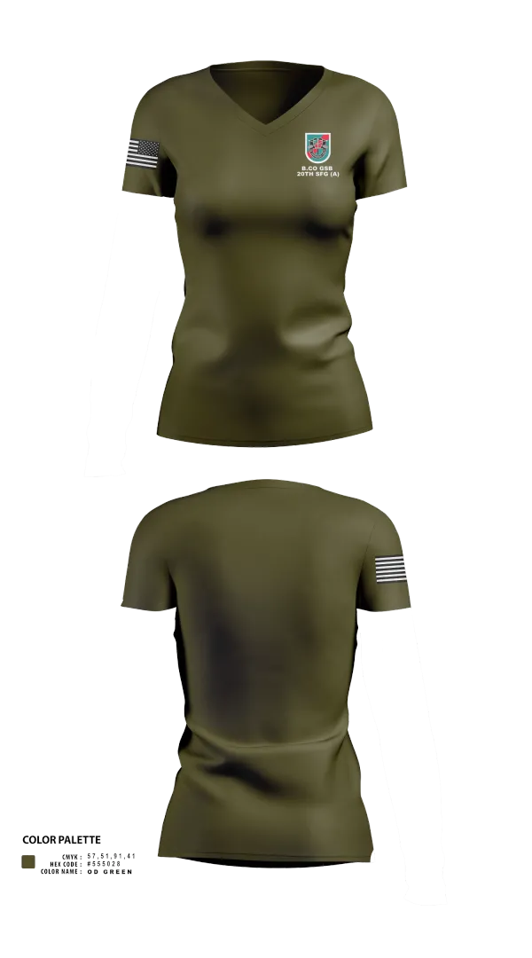 Womens Short Sleeve Vneck Shirt, B.CO GSB 20th SFG(A), , Teamtime, Team time, sublimation, custom sports apparel, team uniforms, spirit wear, spiritwear, sports uniforms, custom shirts, team store, custom team store, fundraiser sports, apparel fundraiser