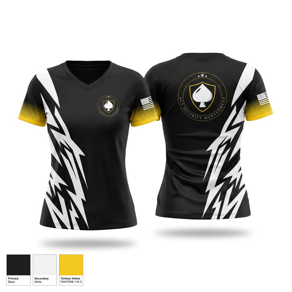 Womens Short Sleeve Vneck Shirt, ACE Security Management, , Teamtime, Team time, sublimation, custom sports apparel, team uniforms, spirit wear, spiritwear, sports uniforms, custom shirts, team store, custom team store, fundraiser sports, apparel fundraiser