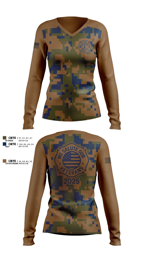 Sarasota County Fire Dept. Women's Long Sleeve V-neck Shirt - 5