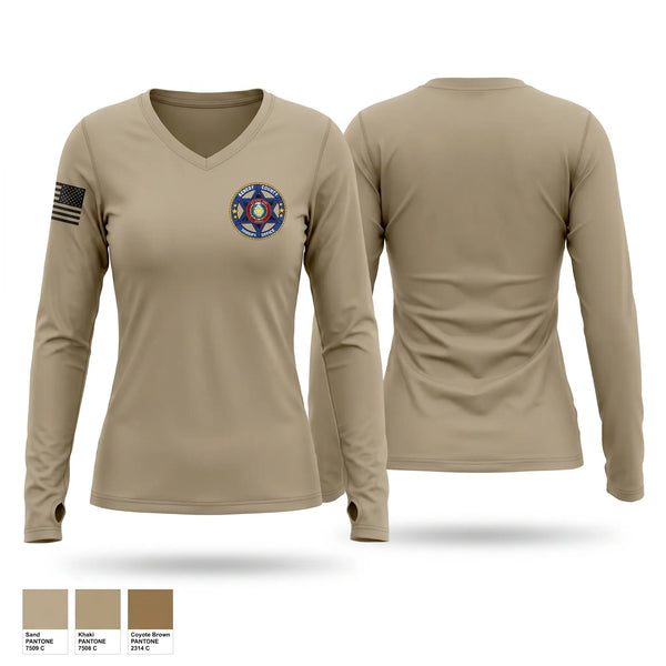 Womens Long Sleeve Vneck Shirt, Kenedy County Sheriff’s Office, Police, Teamtime, Team time, sublimation, custom sports apparel, team uniforms, spirit wear, spiritwear, sports uniforms, custom shirts, team store, custom team store, fundraiser sports, apparel fundraiser