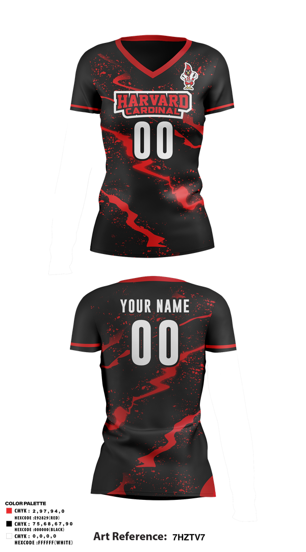 Womens Short Sleeve Vneck Shirt, Harvard Cardinals Volleyball, Women's Volleyball, Teamtime, Team time, sublimation, custom sports apparel, team uniforms, spirit wear, spiritwear, sports uniforms, custom shirts, team store, custom team store, fundraiser sports, apparel fundraiser