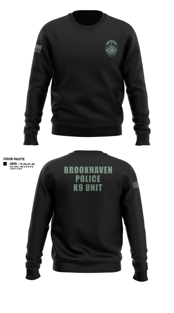 Crew Neck Sweatshirt, Brookhaven K9 Unit, Police, Teamtime, Team time, sublimation, custom sports apparel, team uniforms, spirit wear, spiritwear, sports uniforms, custom shirts, team store, custom team store, fundraiser sports, apparel fundraiser