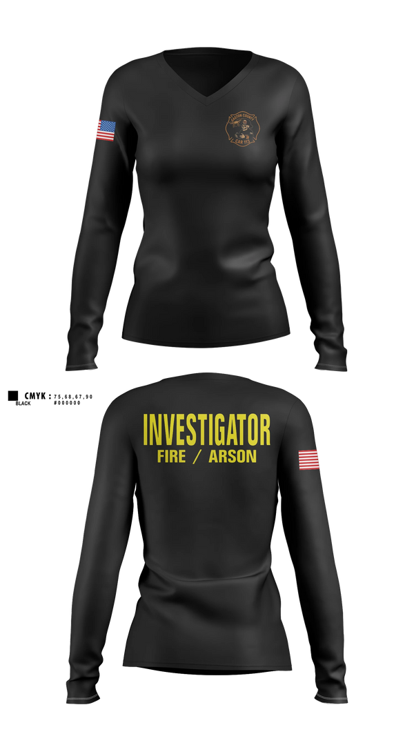 Womens Long Sleeve Vneck Shirt, Gaston County Emergency Management and Fire Services, Fire Department, Teamtime, Team time, sublimation, custom sports apparel, team uniforms, spirit wear, spiritwear, sports uniforms, custom shirts, team store, custom team store, fundraiser sports, apparel fundraiser
