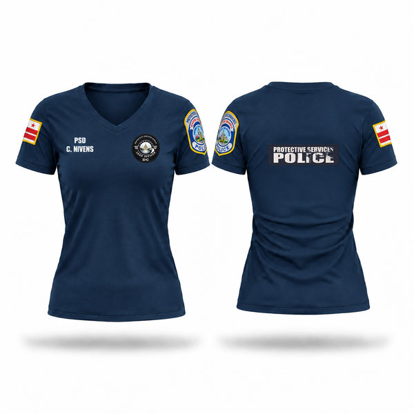 Womens Short Sleeve Vneck Shirt, Protective Services Police, Police, Teamtime, Team time, sublimation, custom sports apparel, team uniforms, spirit wear, spiritwear, sports uniforms, custom shirts, team store, custom team store, fundraiser sports, apparel fundraiser