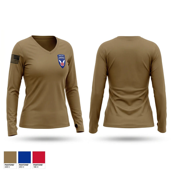 Womens Long Sleeve Vneck Shirt, Arctic Angels, Army, Teamtime, Team time, sublimation, custom sports apparel, team uniforms, spirit wear, spiritwear, sports uniforms, custom shirts, team store, custom team store, fundraiser sports, apparel fundraiser