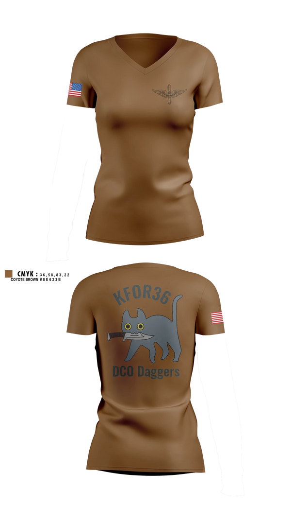 Womens Short Sleeve Vneck Shirt, DCO Daggers, National Guard, Teamtime, Team time, sublimation, custom sports apparel, team uniforms, spirit wear, spiritwear, sports uniforms, custom shirts, team store, custom team store, fundraiser sports, apparel fundraiser