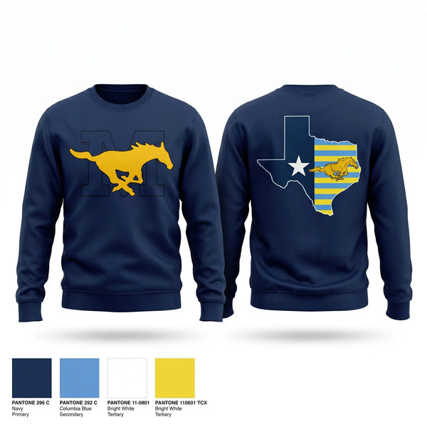 Crew Neck Sweatshirt, Mustangs, Wrestling, Teamtime, Team time, sublimation, custom sports apparel, team uniforms, spirit wear, spiritwear, sports uniforms, custom shirts, team store, custom team store, fundraiser sports, apparel fundraiser