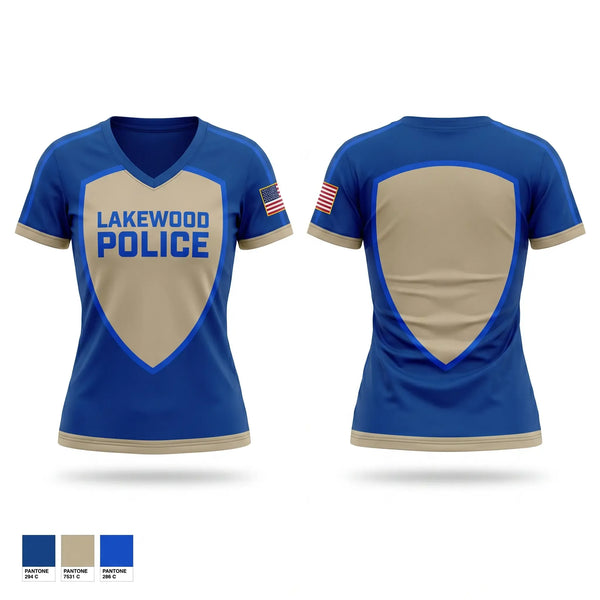 Womens Short Sleeve Vneck Shirt, Lakewood Police, Police, Teamtime, Team time, sublimation, custom sports apparel, team uniforms, spirit wear, spiritwear, sports uniforms, custom shirts, team store, custom team store, fundraiser sports, apparel fundraiser