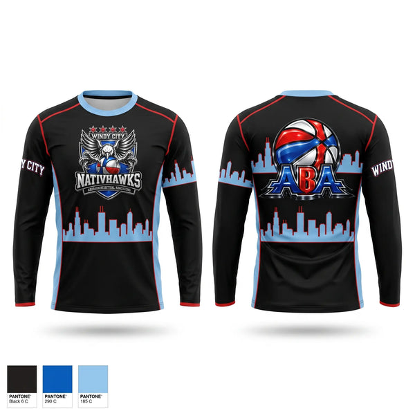 Long Sleeve Performance Shirt, Windy City NativHawks, Men's Basketball, Teamtime, Team time, sublimation, custom sports apparel, team uniforms, spirit wear, spiritwear, sports uniforms, custom shirts, team store, custom team store, fundraiser sports, apparel fundraiser