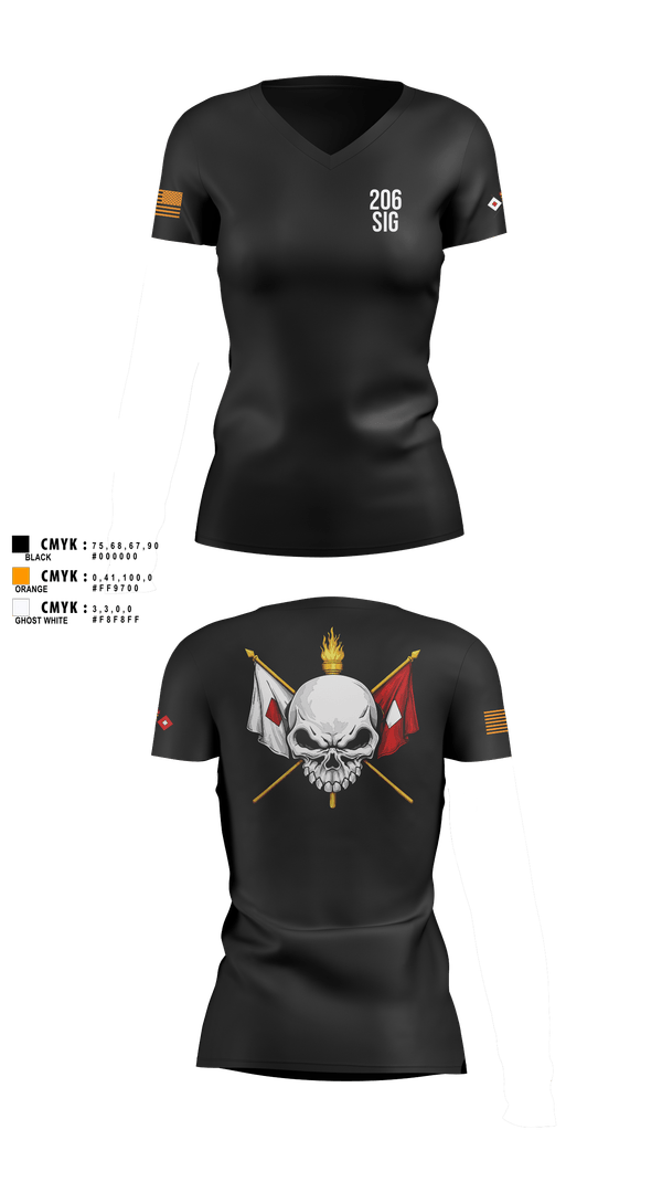 Womens Short Sleeve Vneck Shirt, 206th Signal Company, Army, Teamtime, Team time, sublimation, custom sports apparel, team uniforms, spirit wear, spiritwear, sports uniforms, custom shirts, team store, custom team store, fundraiser sports, apparel fundraiser