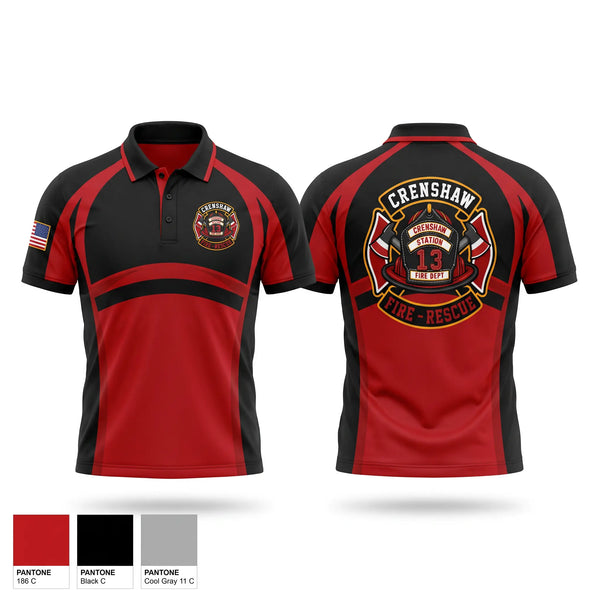 Short Sleeve Performance Polo, Crenshaw, Fire Department, Teamtime, Team time, sublimation, custom sports apparel, team uniforms, spirit wear, spiritwear, sports uniforms, custom shirts, team store, custom team store, fundraiser sports, apparel fundraiser