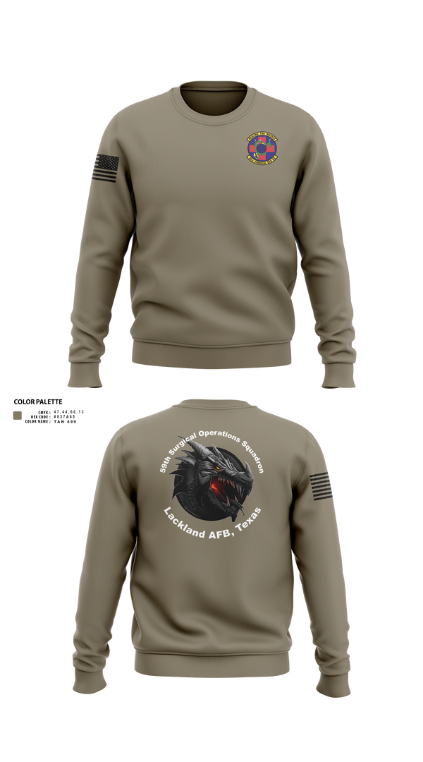Crew Neck Sweatshirt, 59th Surgical Operations Squadron, Air Force, Teamtime, Team time, sublimation, custom sports apparel, team uniforms, spirit wear, spiritwear, sports uniforms, custom shirts, team store, custom team store, fundraiser sports, apparel fundraiser