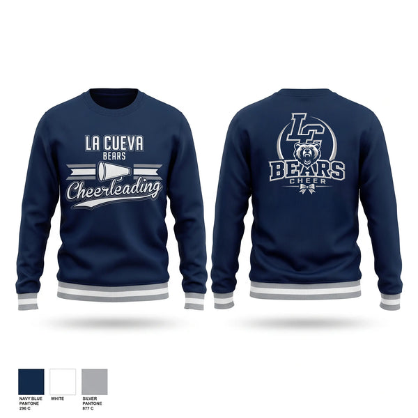 Crew Neck Sweatshirt, La Cueva Bears, Cheer, Teamtime, Team time, sublimation, custom sports apparel, team uniforms, spirit wear, spiritwear, sports uniforms, custom shirts, team store, custom team store, fundraiser sports, apparel fundraiser