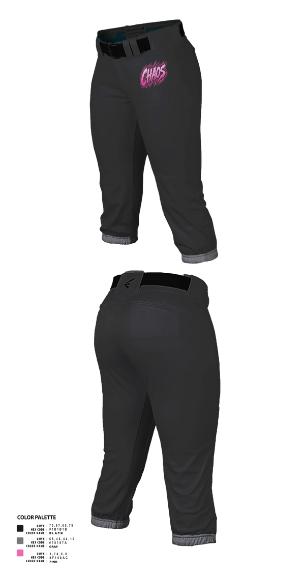 Softball Pants, Chaos, Softball, Teamtime, Team time, sublimation, custom sports apparel, team uniforms, spirit wear, spiritwear, sports uniforms, custom shirts, team store, custom team store, fundraiser sports, apparel fundraiser