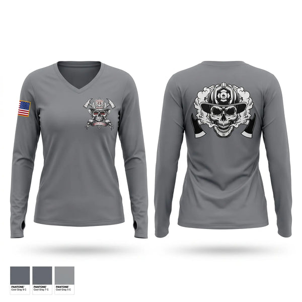 Womens Long Sleeve Vneck Shirt, Fire/Rescue, Fire Department, Teamtime, Team time, sublimation, custom sports apparel, team uniforms, spirit wear, spiritwear, sports uniforms, custom shirts, team store, custom team store, fundraiser sports, apparel fundraiser