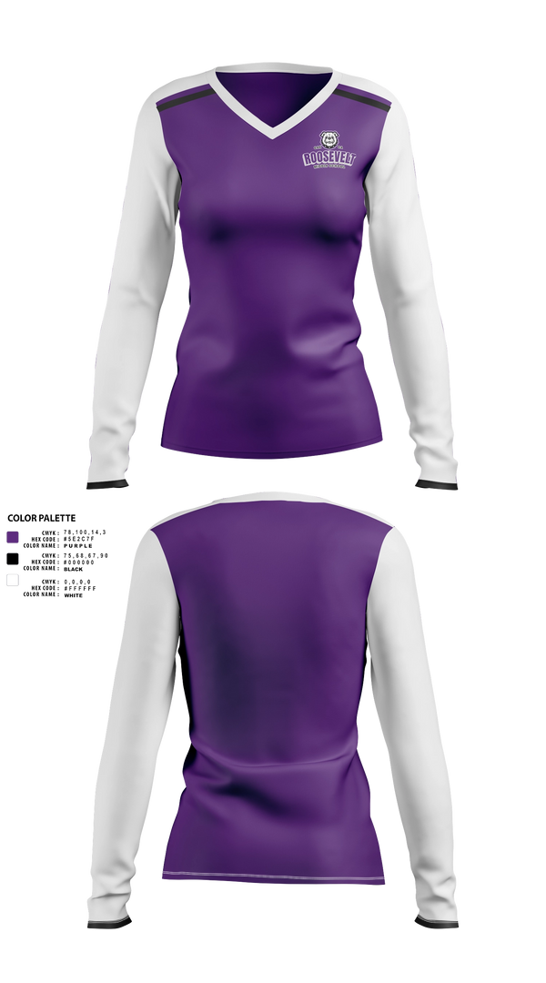 Womens Long Sleeve Vneck Shirt, Bulldogs, Women's Basketball, Teamtime, Team time, sublimation, custom sports apparel, team uniforms, spirit wear, spiritwear, sports uniforms, custom shirts, team store, custom team store, fundraiser sports, apparel fundraiser