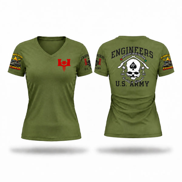 Womens Short Sleeve Vneck Shirt, C Co 10th Eng, Army, Teamtime, Team time, sublimation, custom sports apparel, team uniforms, spirit wear, spiritwear, sports uniforms, custom shirts, team store, custom team store, fundraiser sports, apparel fundraiser