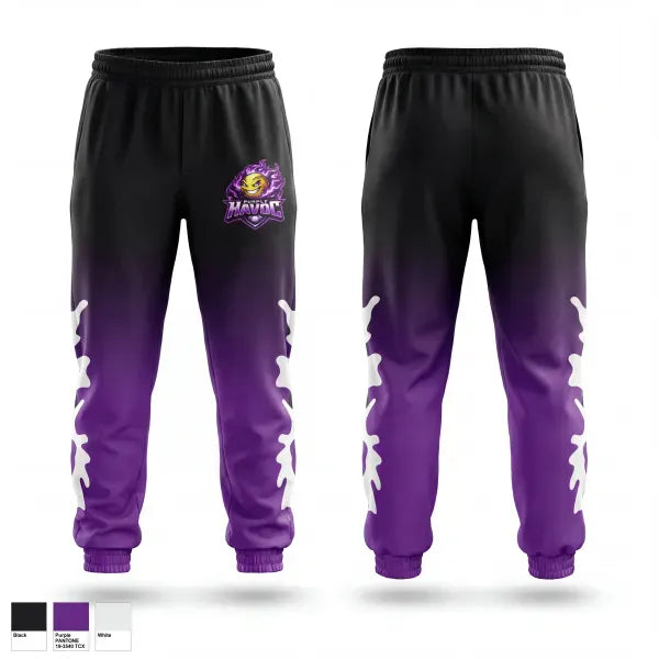 Sweatpants, Purple Havoc, Softball, Teamtime, Team time, sublimation, custom sports apparel, team uniforms, spirit wear, spiritwear, sports uniforms, custom shirts, team store, custom team store, fundraiser sports, apparel fundraiser