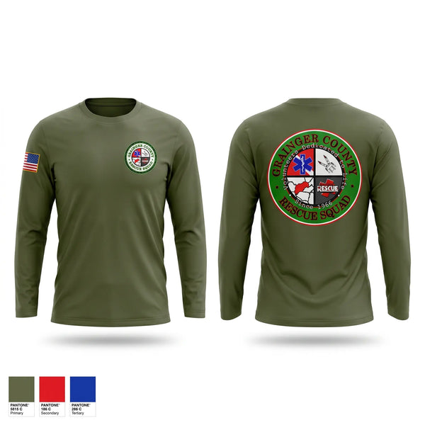 Long Sleeve Performance Shirt, Grainger County Rescue Squad, EMS/EMT, Teamtime, Team time, sublimation, custom sports apparel, team uniforms, spirit wear, spiritwear, sports uniforms, custom shirts, team store, custom team store, fundraiser sports, apparel fundraiser