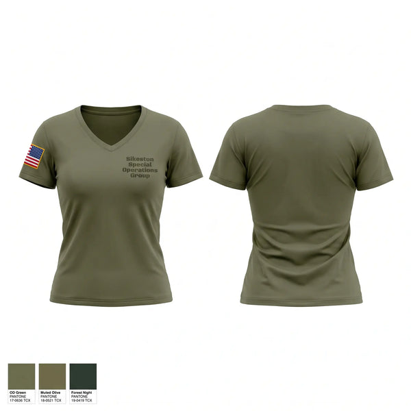 Womens Short Sleeve Vneck Shirt, Sikeston Special Operations Group, Police, Teamtime, Team time, sublimation, custom sports apparel, team uniforms, spirit wear, spiritwear, sports uniforms, custom shirts, team store, custom team store, fundraiser sports, apparel fundraiser