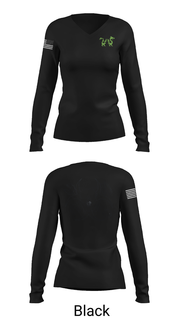 Womens Long Sleeve Vneck Shirt, 704th Chem Co, , Teamtime, Team time, sublimation, custom sports apparel, team uniforms, spirit wear, spiritwear, sports uniforms, custom shirts, team store, custom team store, fundraiser sports, apparel fundraiser
