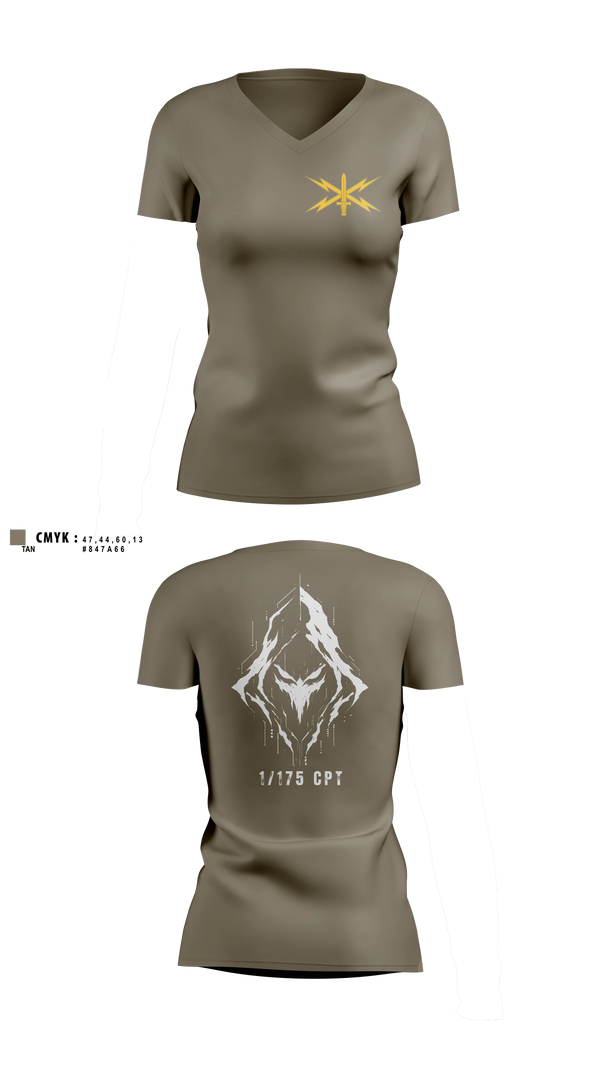 Womens Short Sleeve Vneck Shirt, 175 CPT, National Guard, Teamtime, Team time, sublimation, custom sports apparel, team uniforms, spirit wear, spiritwear, sports uniforms, custom shirts, team store, custom team store, fundraiser sports, apparel fundraiser