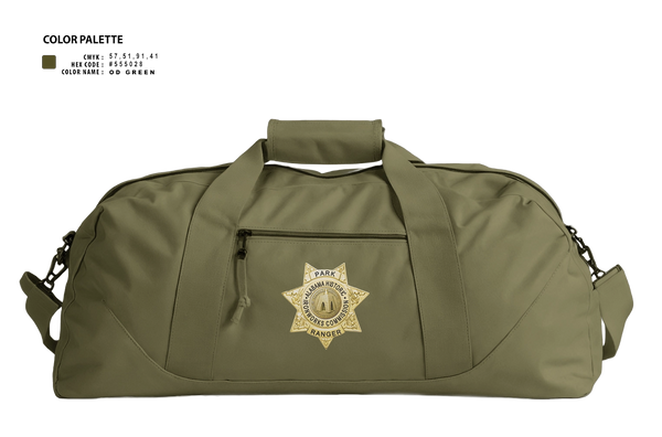 Duffle Bag, Alabama Historical Ironworks Commison Park Ranger, Police, Teamtime, Team time, sublimation, custom sports apparel, team uniforms, spirit wear, spiritwear, sports uniforms, custom shirts, team store, custom team store, fundraiser sports, apparel fundraiser