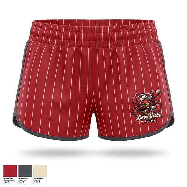 Womens Shorts, Devil Crabs, Baseball, Teamtime, Team time, sublimation, custom sports apparel, team uniforms, spirit wear, spiritwear, sports uniforms, custom shirts, team store, custom team store, fundraiser sports, apparel fundraiser