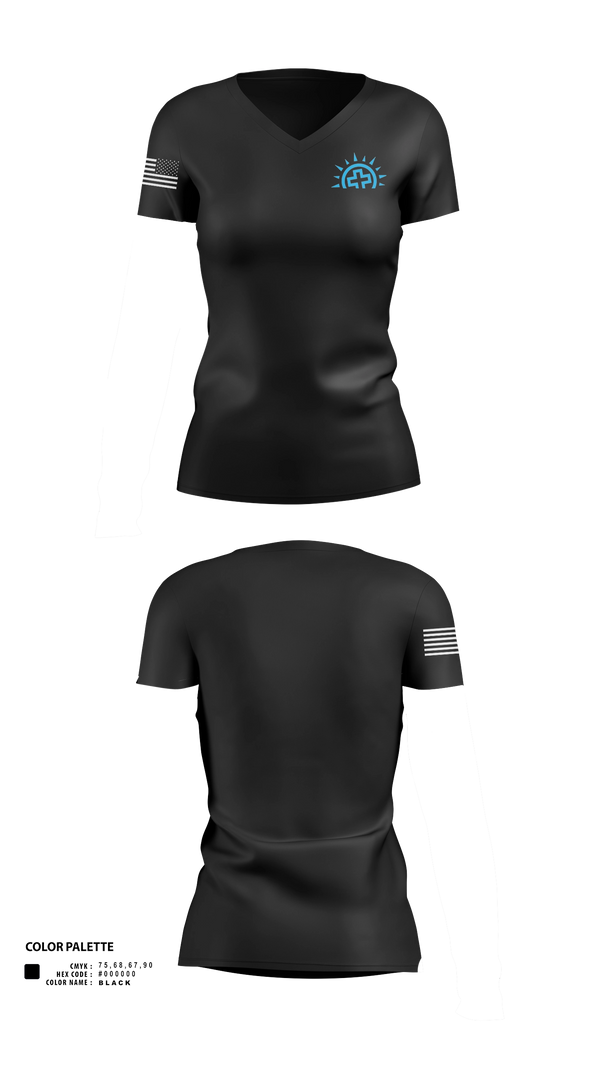 Womens Short Sleeve Vneck Shirt, Calvary Security, , Teamtime, Team time, sublimation, custom sports apparel, team uniforms, spirit wear, spiritwear, sports uniforms, custom shirts, team store, custom team store, fundraiser sports, apparel fundraiser